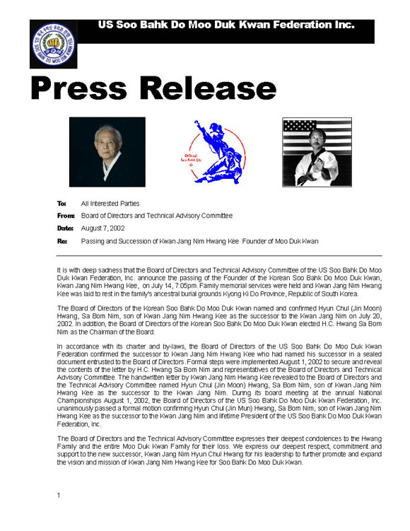 Press Release About Founder Kee Hwang's Passing